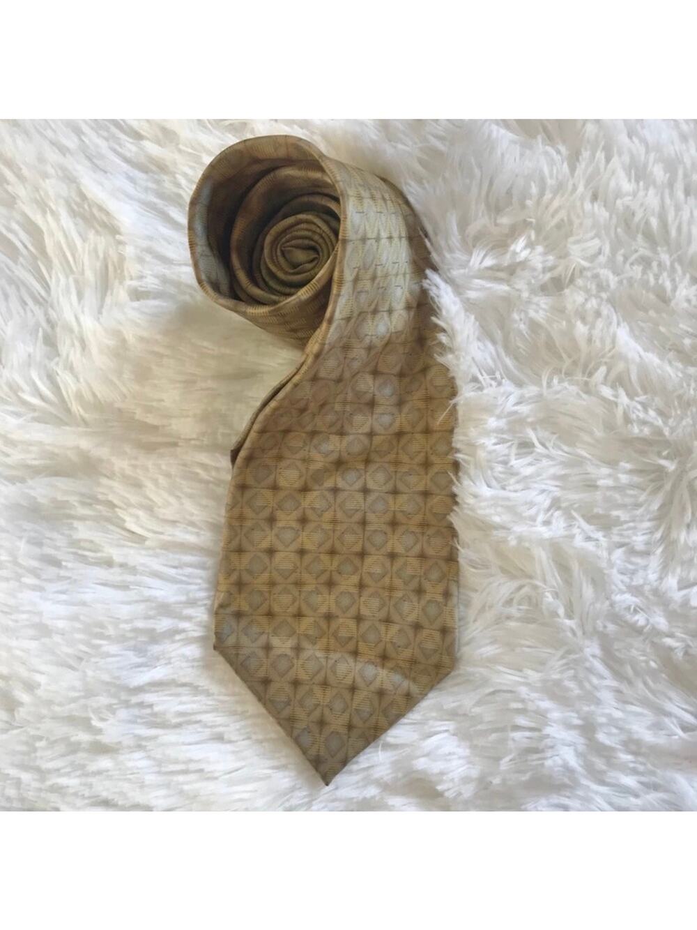 Bill Blass Black Label 100% Silk Tie Gray Gold